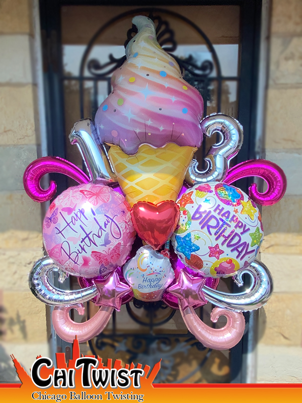 Ice cream party balloon wreath