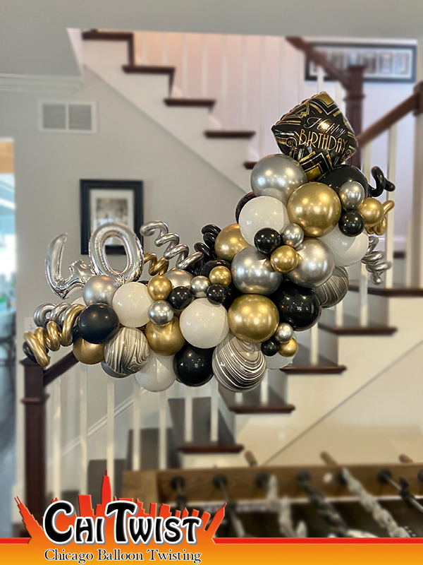 balloon garland gold silver black white