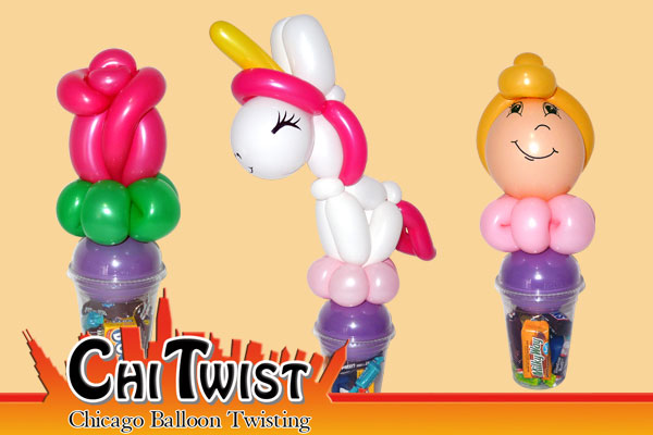 Rose Unicorn and Princess Candy Cup Balloons